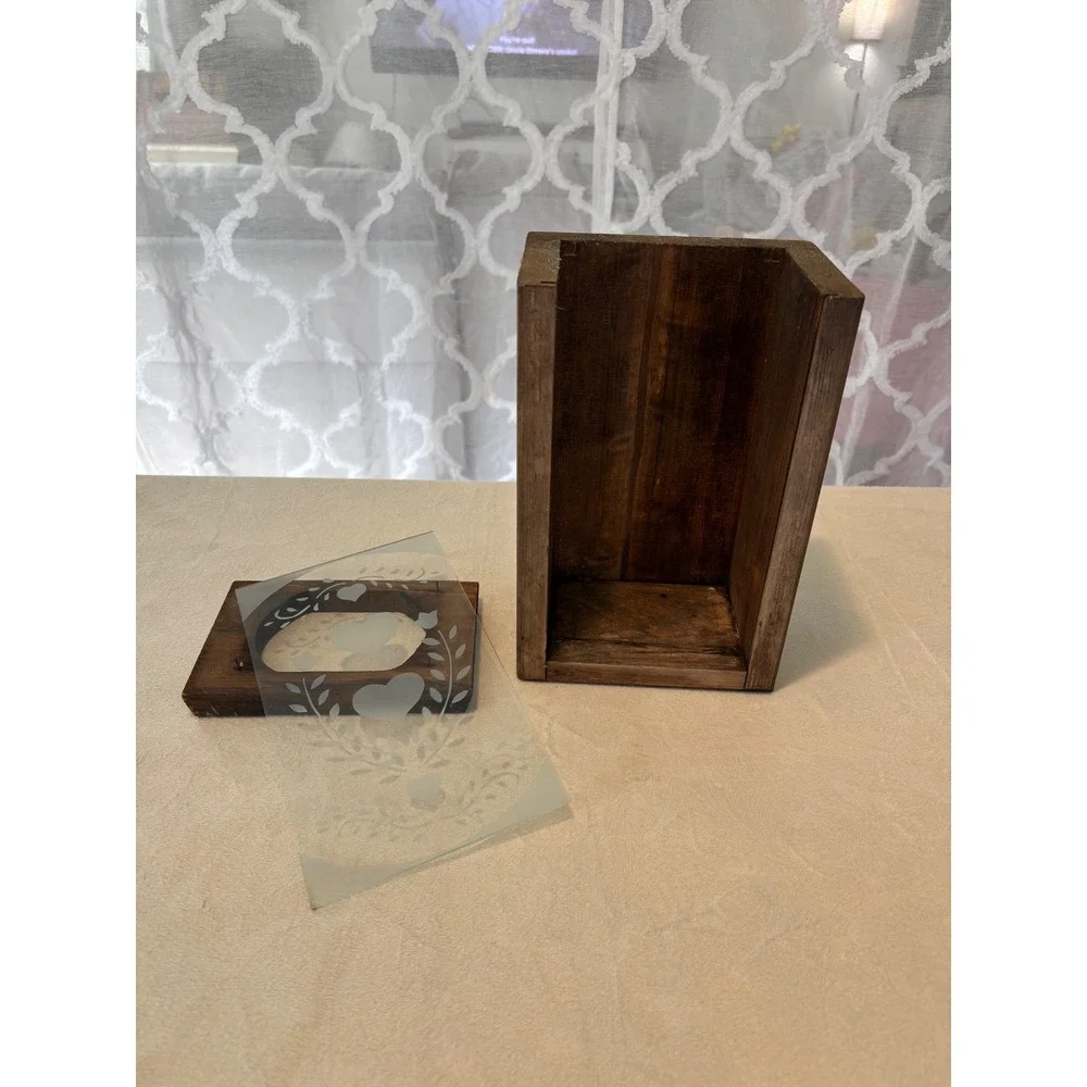 Rustic Wood Heart Etched Glass Lantern Wall Hanging Candle Holder Farmhouse